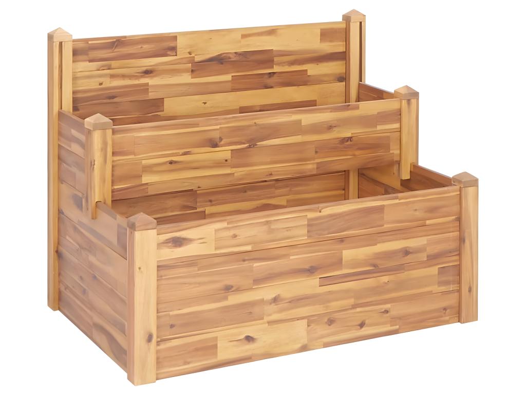 Fioriera a 2 ripiani 110 x 75 x 84 cm in legno massello di acacia 02_0000839 - 6