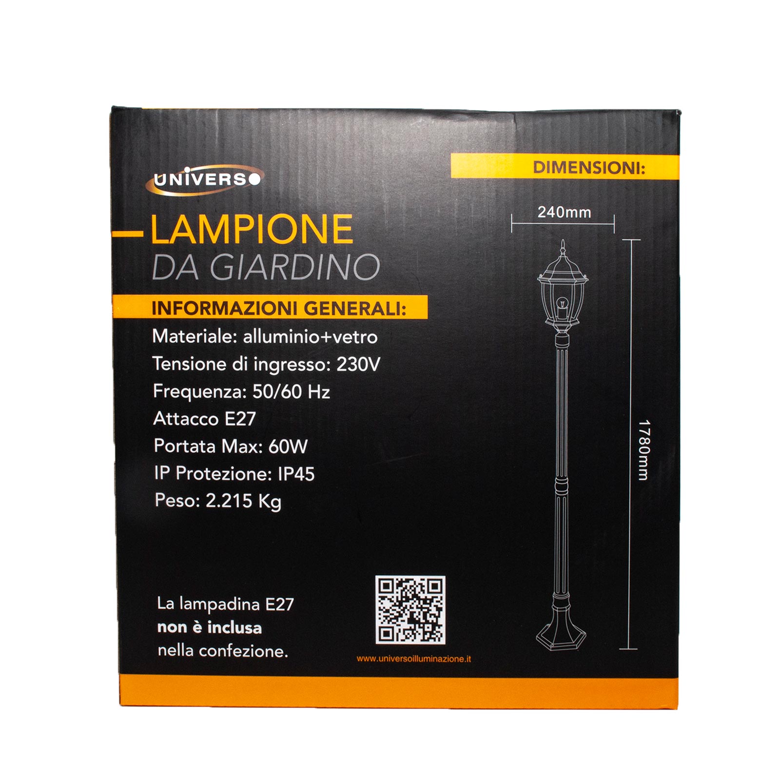 Farol jardín vintage New York 180cm casquillo E27 luz exterior patio avenida 230V IP44 COLOR NEGRO - 7