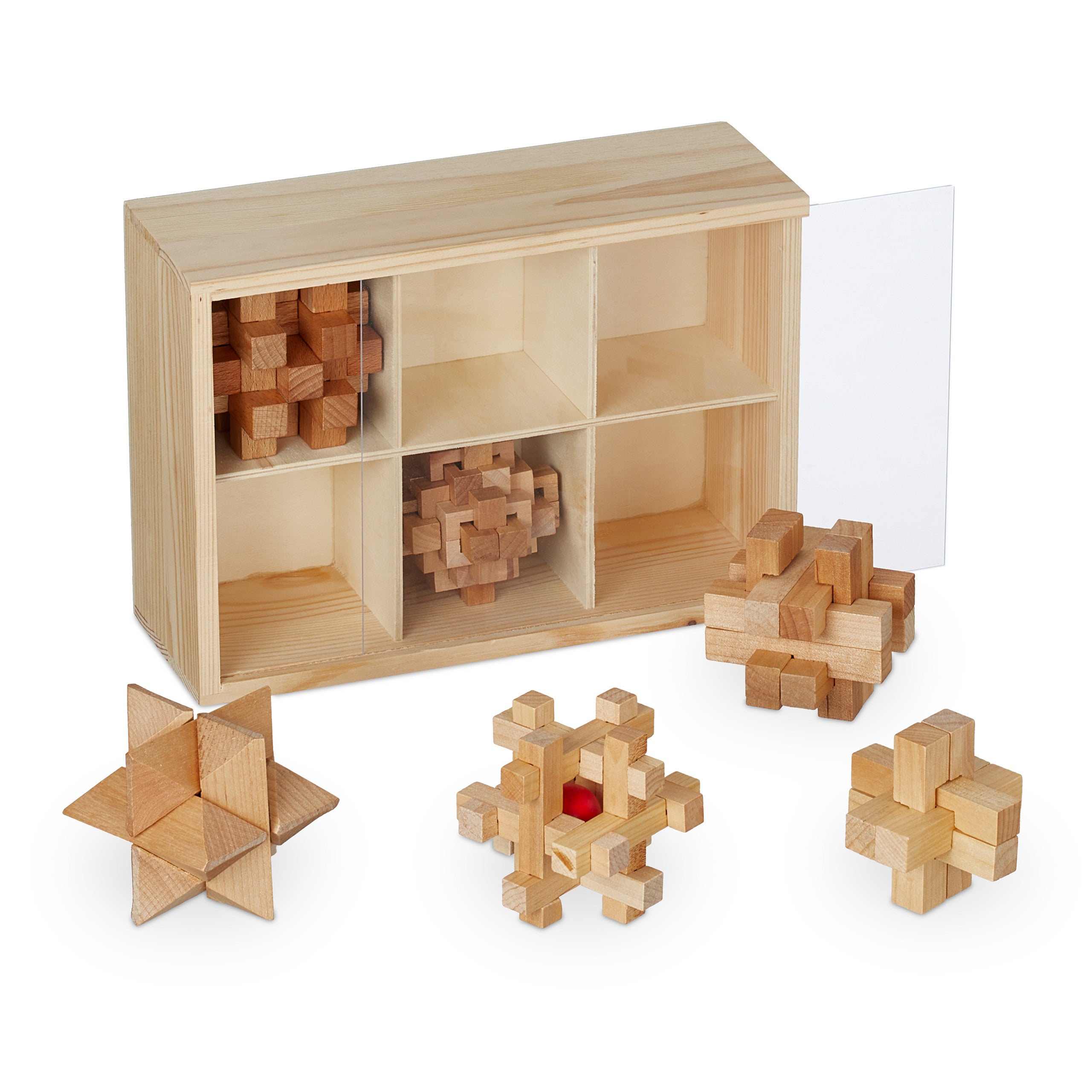 Relaxdays Set da Rompicapo Legno, Giochi Intelligenza Logica
