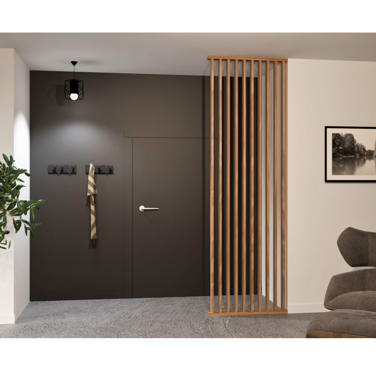 Cloison de séparation claustra droit chêne, H.2,54 m x l.80 cm, P.7,5 cm - 2