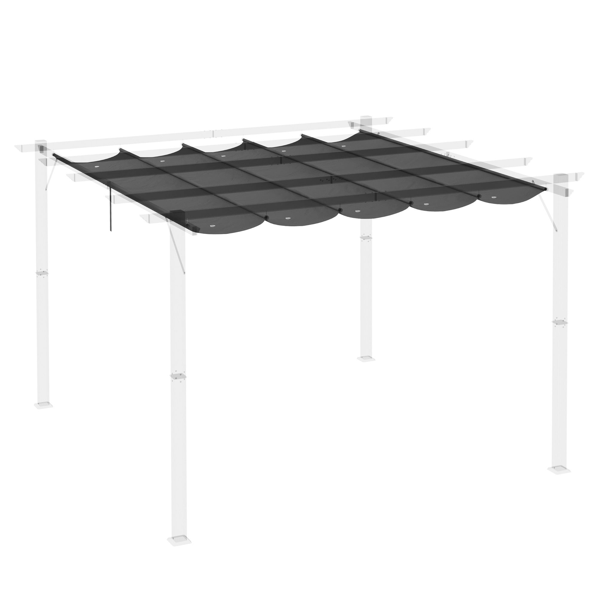 Cubierta para Pérgola Outsunny Tela Poliéster Gris Oscuro 250x255x6 cm - 8