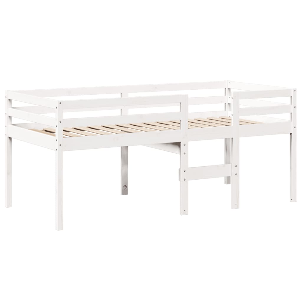 Lit haut avec toit blanc 90x190 cm bois de pin massif - 7