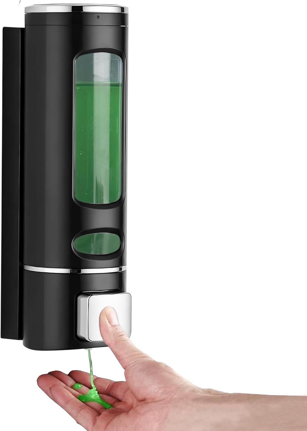 Dozownik mydła montowany na ścianie - 400 ml - Dozownik żelu pod prysznic montowany na ścianie bez wiercenia - Dozownik szamponu - Czarny