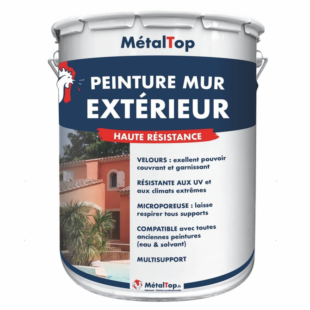 Peinture Mur Exterieur - Metaltop - Rouge de sécurité - RAL 3001 - Pot ...