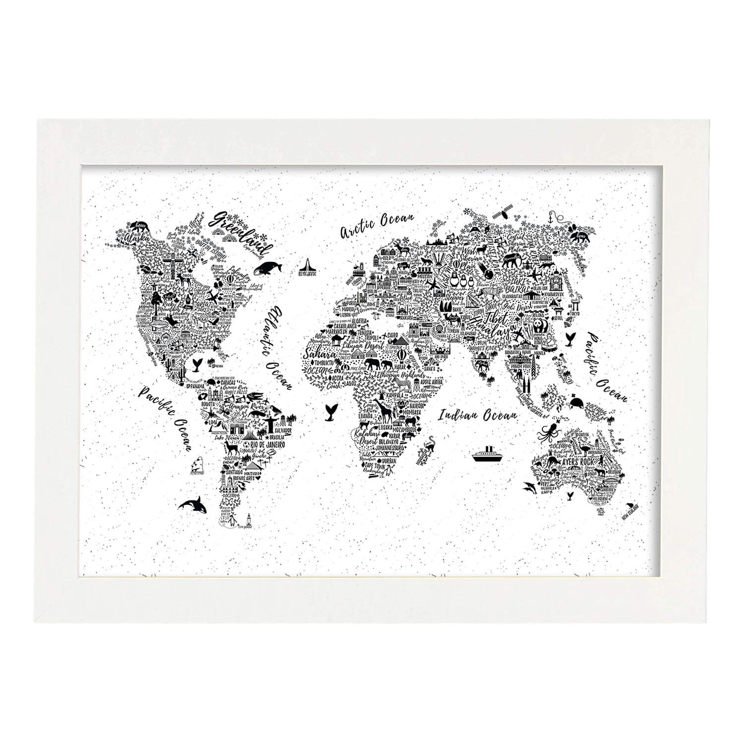 Poster Con Mapa Tipografico. Láminas Con Mapas Del Mundo. Sin Marco ...