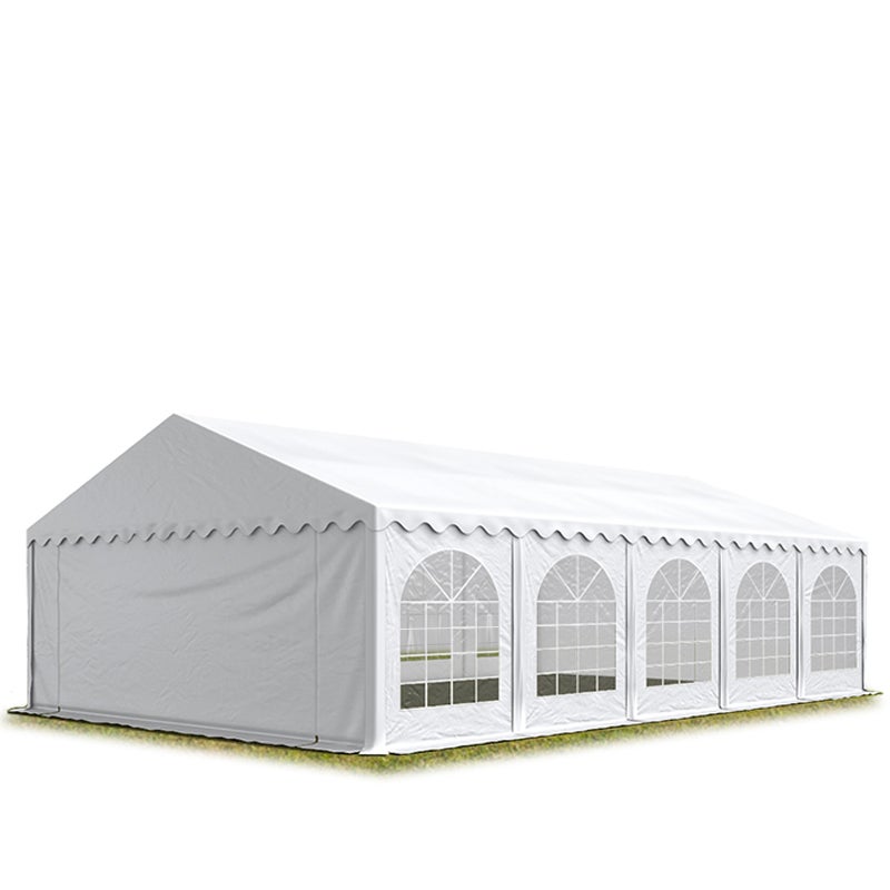 Namiot festynowy imprezowy 6x10 m PREMIUM ognioodporny, wysokiej jakości plandeka PVC 750 N, biały, 100% wodoodporny, z ramą podłogową