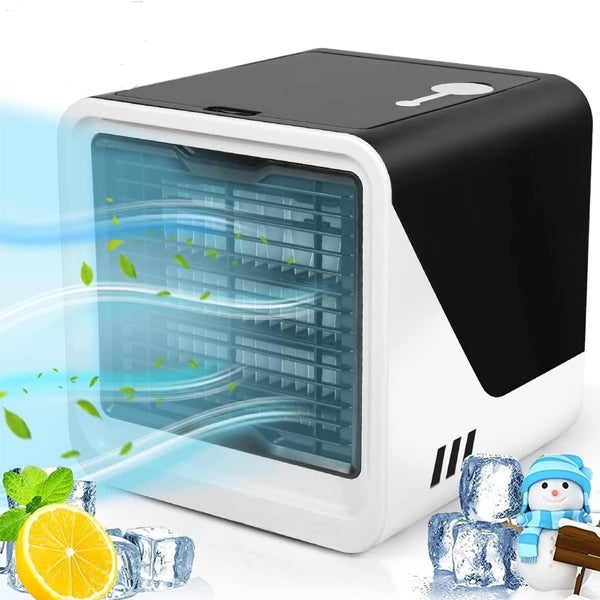 Mini Przenośny Klimatyzator 500ml - Wentylator Nawilżacz USB 3 Prędkości z LED - Ochładzacz Powietrza do Biura/Domu - 16.5cm (Podłączenie do sieci)