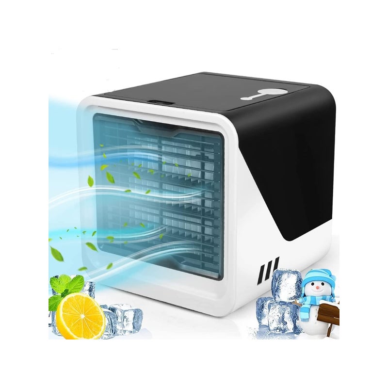 Mini Przenośny Klimatyzator 500ml - Wentylator Nawilżacz USB 3 Prędkości z LED - Ochładzacz Powietrza do Biura/Domu - 16.5cm (Podłączenie do sieci)