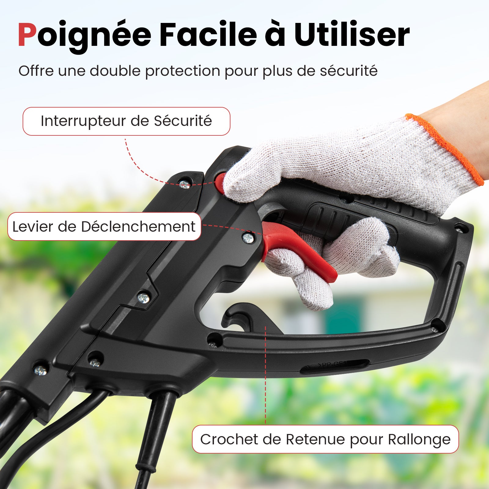 Motozappa Elettrica a Filo, Zappatrice da Giardino con Manico Ergonomico e Motore Forte, Motocoltivatore Pieghevole per Scavare Terreno del Prato (36, - 4