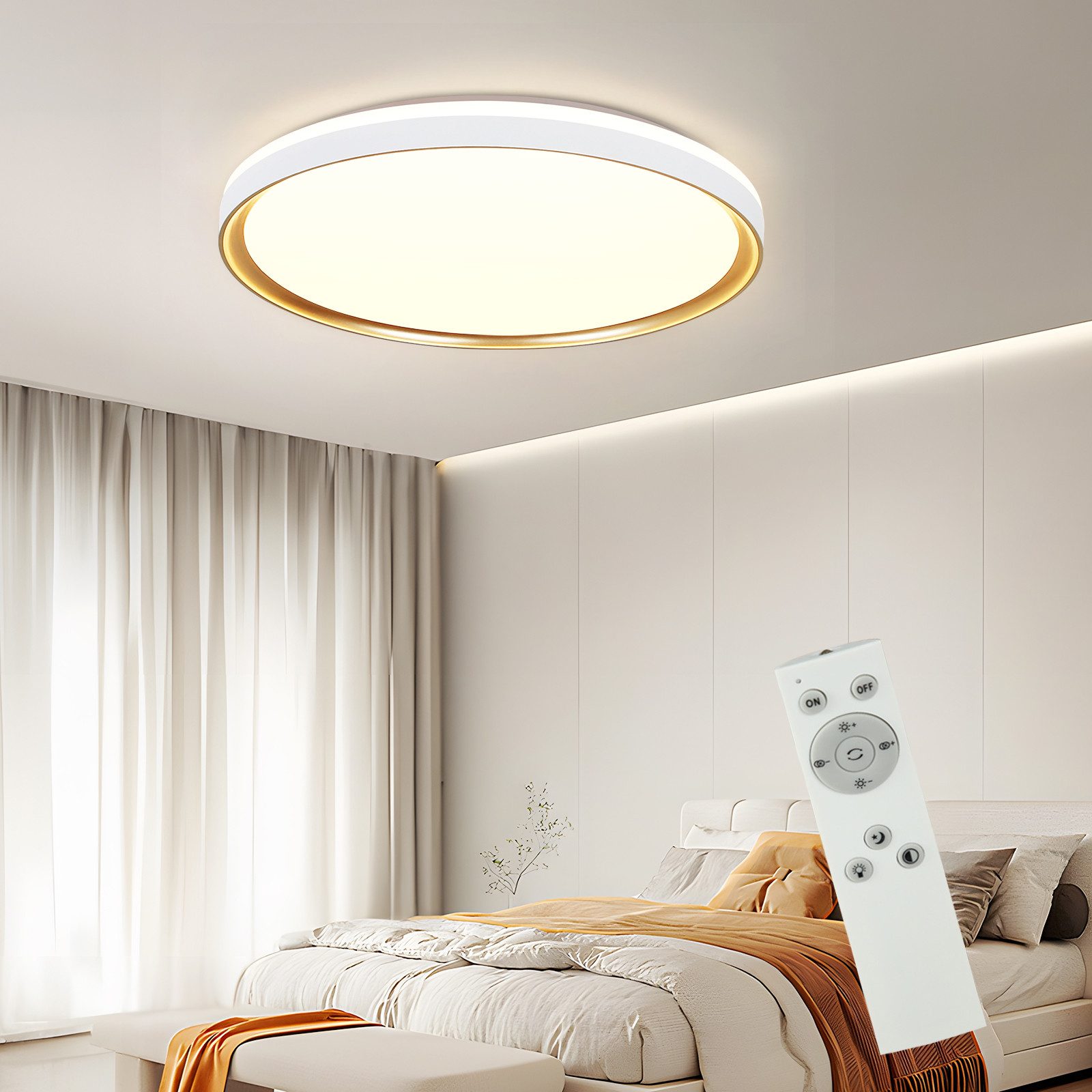 ZMH LED Ceiling Light Living Room Ø30CM Dimmable Remote Control Modern