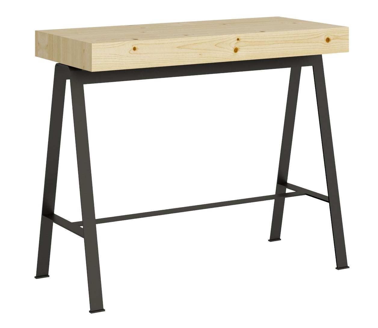 Consola extensible de abeto macizo claro con patas de metal antracita de 40 a 290 cm idris - cama+sofá-versión básico