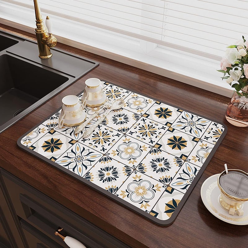 Superchłonna mata do suszenia naczyń, szybkoschnąca mata z nanowłókien do zlewu kuchennego (30 x 40 cm)