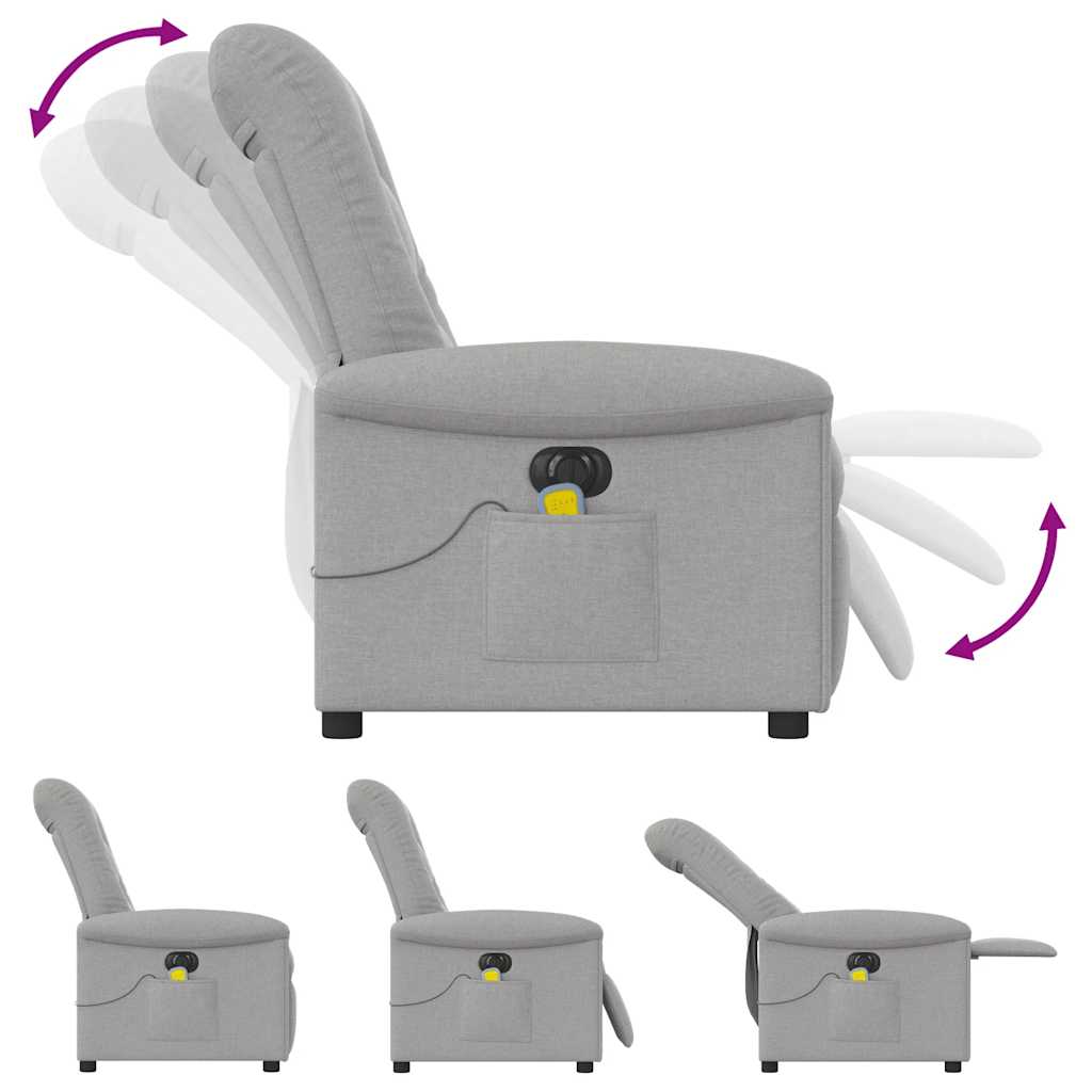 Fauteuil de massage | Fauteuil de relaxation | Chaise de relaxation inclinable électrique gris nuage tissu CFW794219 - 8