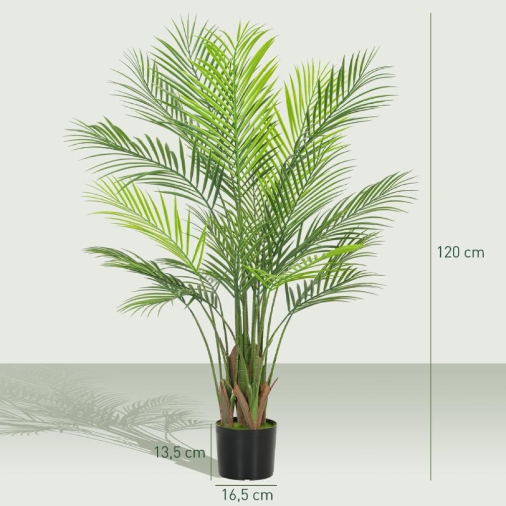 Palmier artificiel 120cm avec pot – Plante décorative réaliste 22 feuilles PE, anti-UV, sans entretien, pot ciment stable - 3