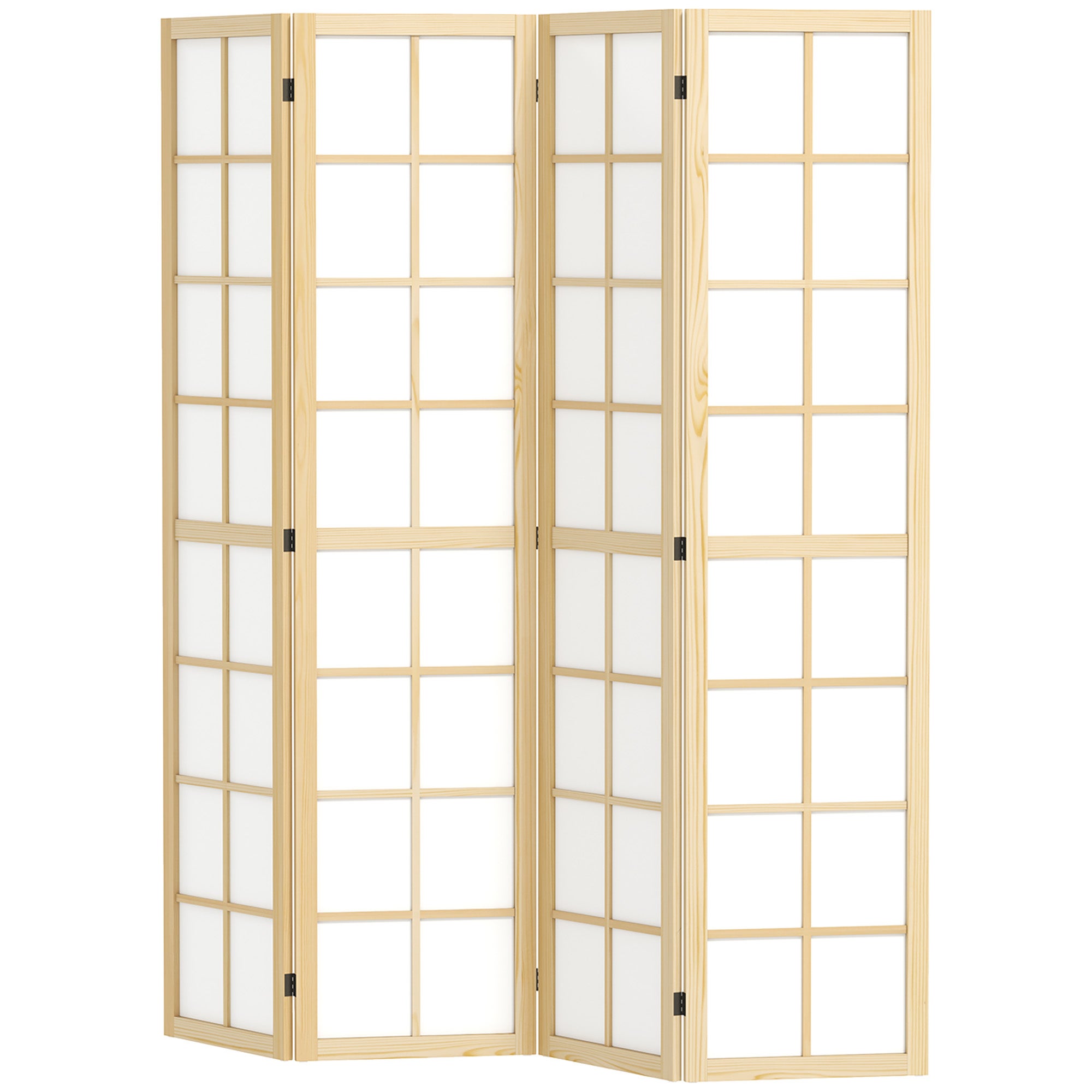 naturel, Paravent interieur pliable 4 panneaux 160 x 170 centimètres séparateur de pièce pour salon chambre à coucher maison - 2