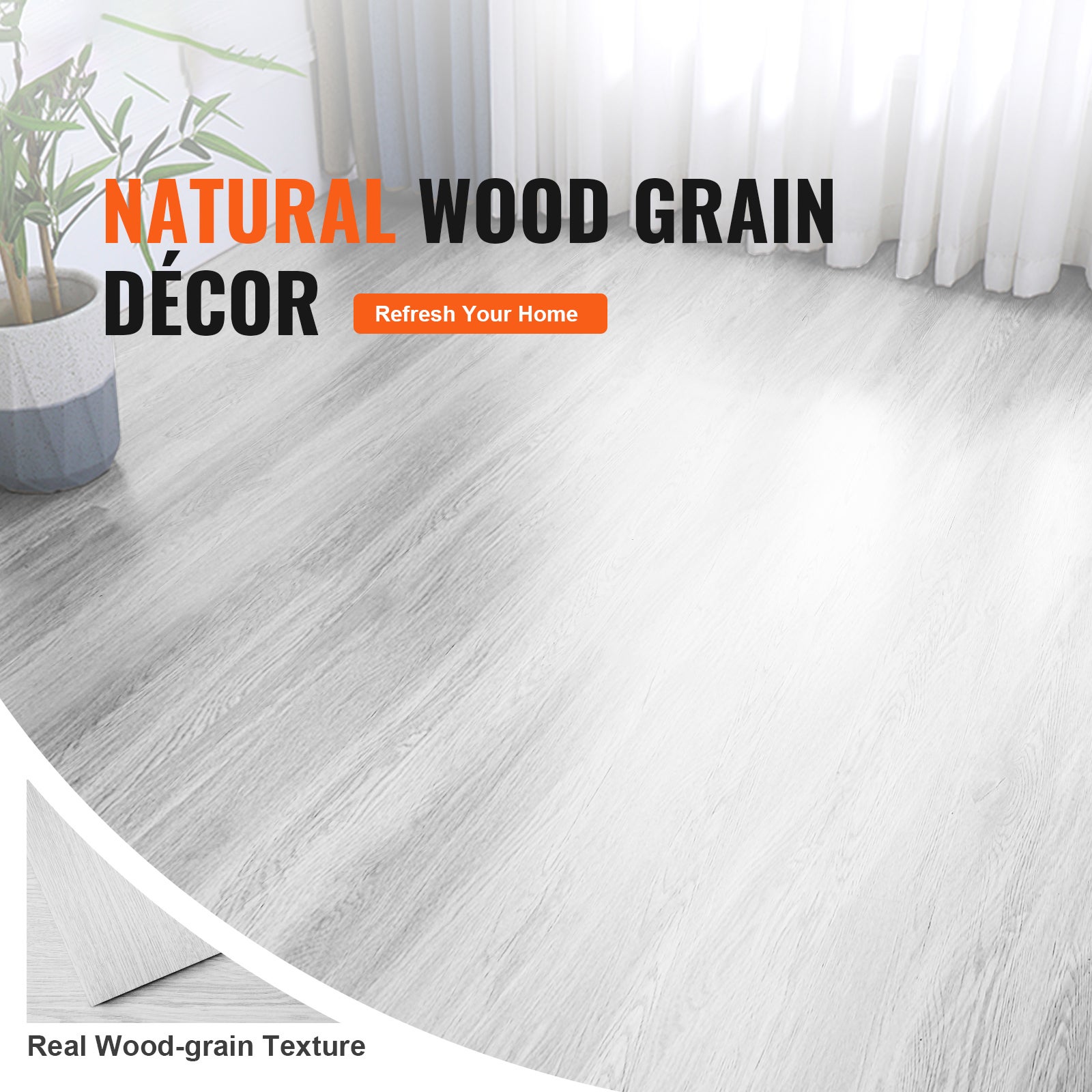 Dalles sol en vinyle autocollantes SucceBuy 36 x 6 pouces,36 carreaux de 2,5 mm d'épaisseur,grain de bois gris clair pour la décoration de la maison - 4