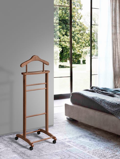 Valet de Chambre en Bois Veoh 102cm Marron Foncé Valet de Chambre en Bois Veoh 102cm Marron Foncé