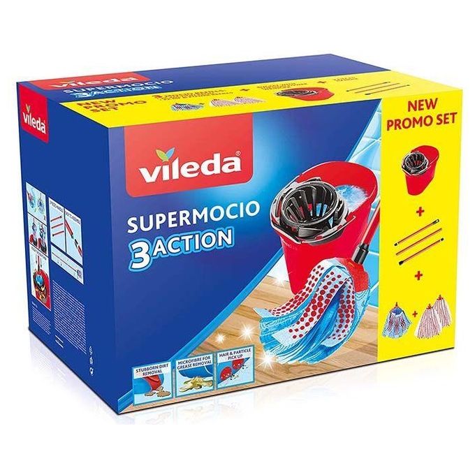 Vileda SuperMocio Box - Set Lavapavimenti Con Secchio, Strizzatore E 3 Fiocchi, Made In Italy - Foto 13