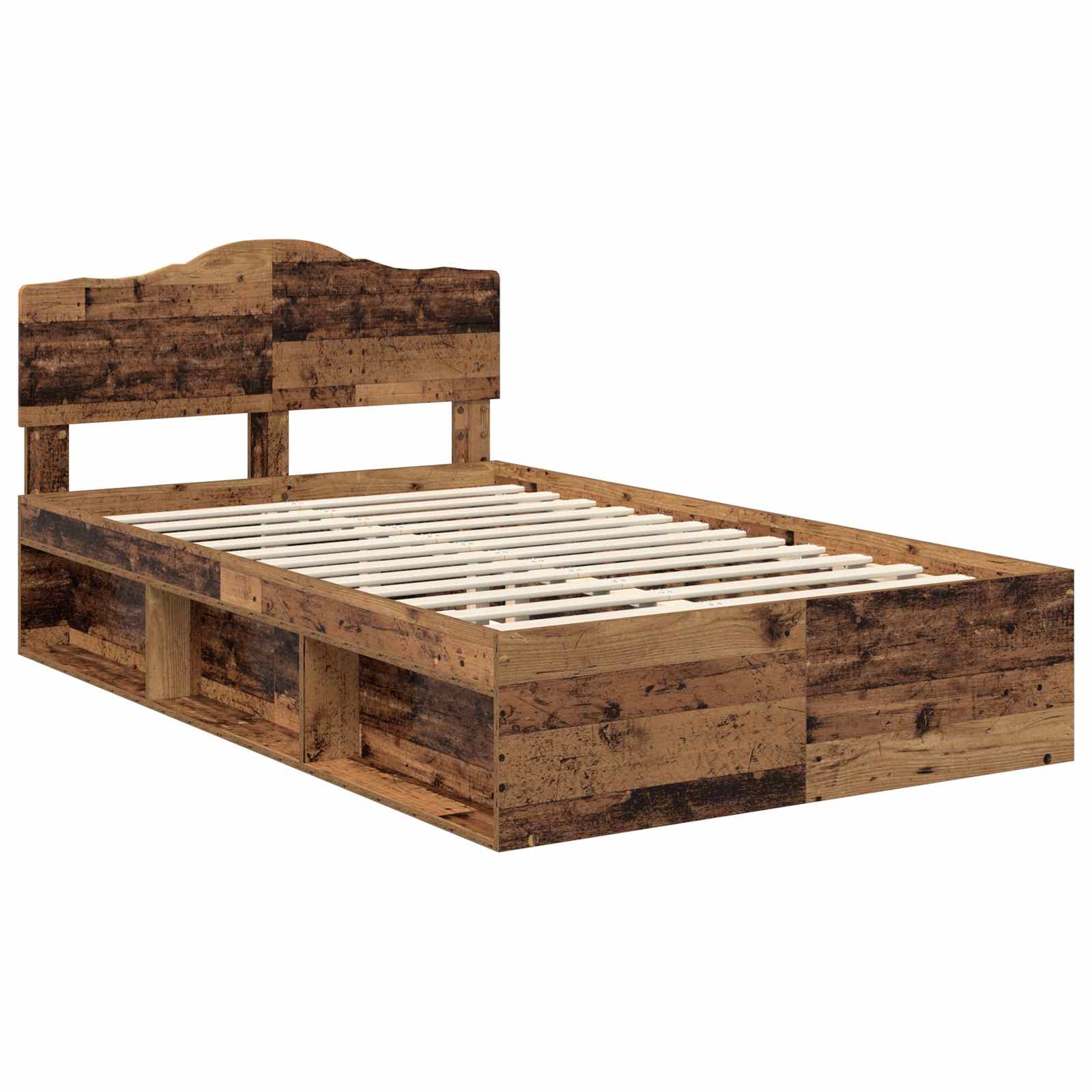 Cadre de lit bois ancien 135 x 190 cm en pin massif - 4