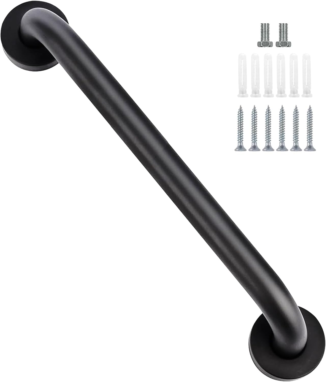 Uchwyt łazienkowy matowo-czarny 40 cm, antypoślizgowy, do wanny, prysznica i toalety, zapewniający bezpieczeństwo osobom starszym