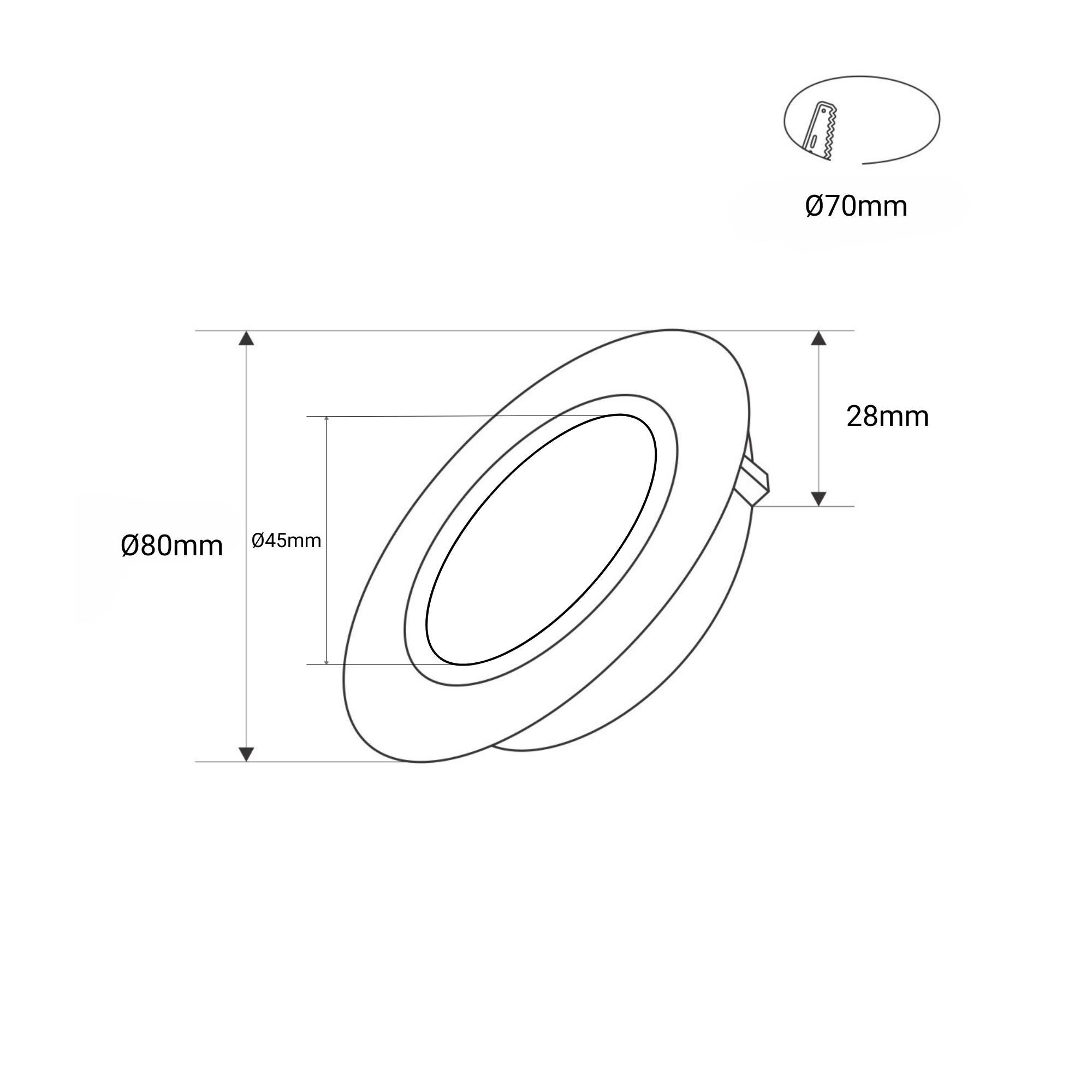 Spot LED encastrable extérieur - 7W - CCT - 630lm - Découpe Ø70mm - IP54 - 8