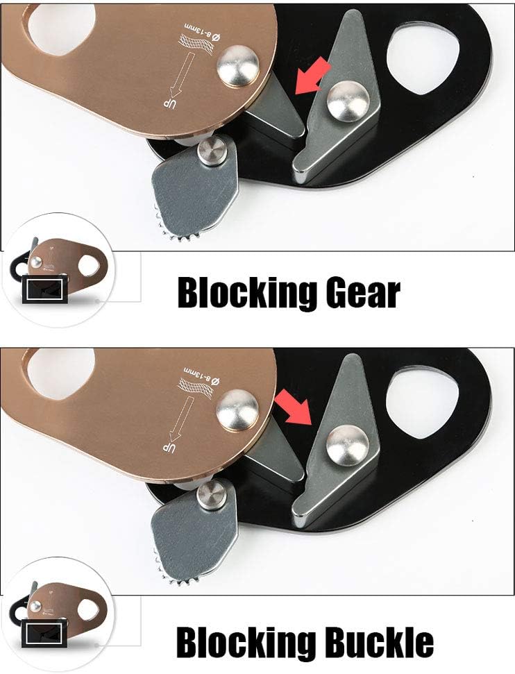 Frein de corde d'escalade Corde de sécurité Dispositif autobloquant 22KN Outdoor Cave Adventure Antichute pour cordes de 8 à 13 mm 1 pc. - 4