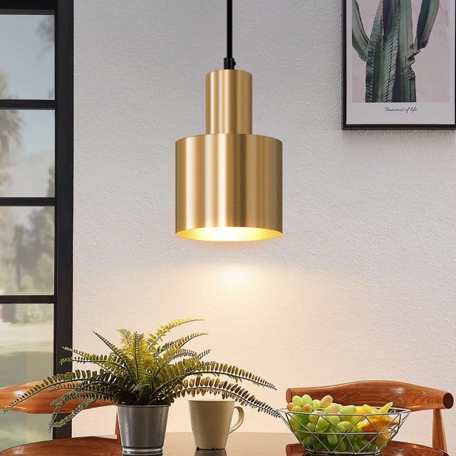ZMH Lampa wisząca do jadalni, 1 złoty płomień, nowoczesna lampa wisząca E27 z metalu do kuchni