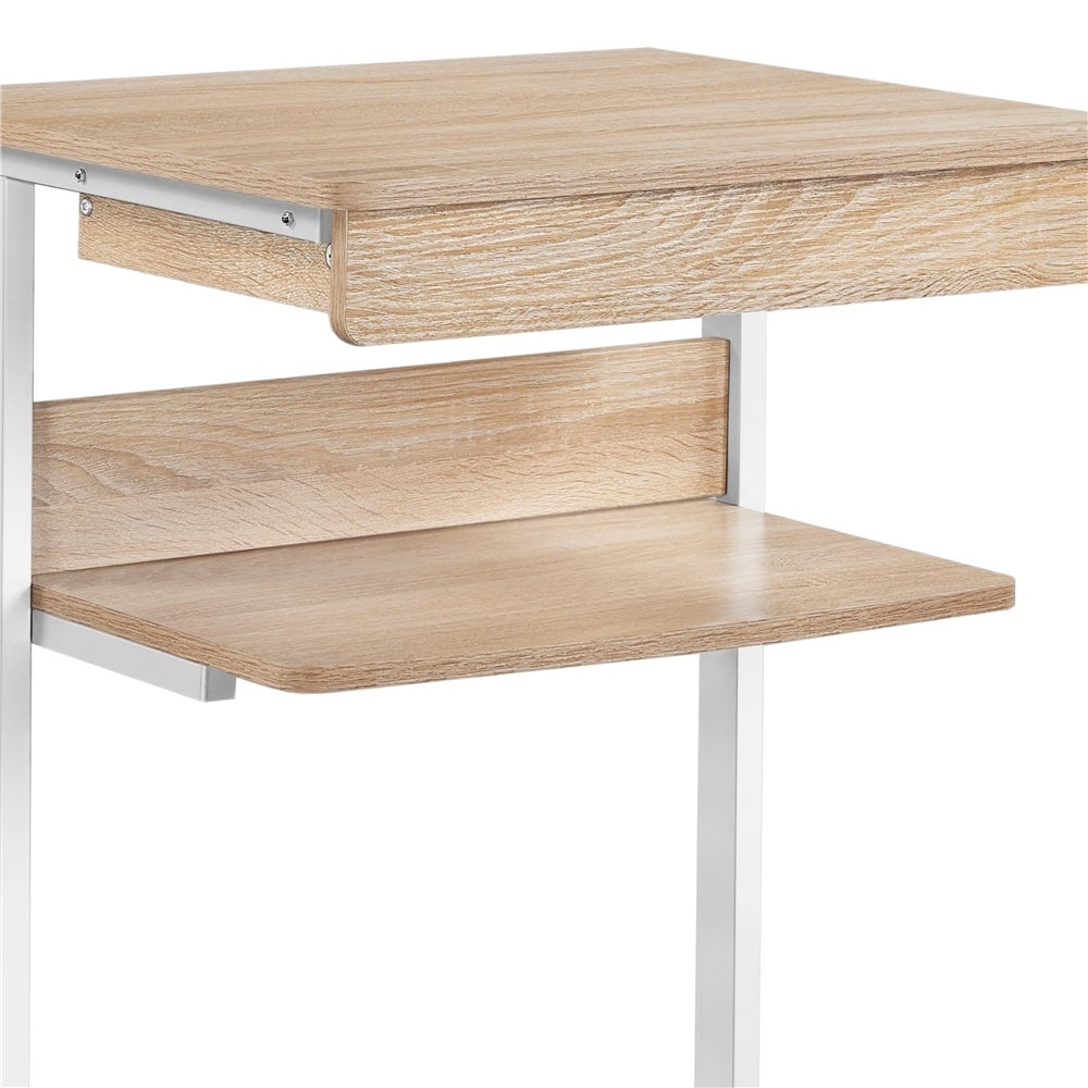 Bureau d'ordinateur Portable en Métal avec Roulettes et Tiroir Étagères de Rangement, Chêne clair Yaheetech - 7