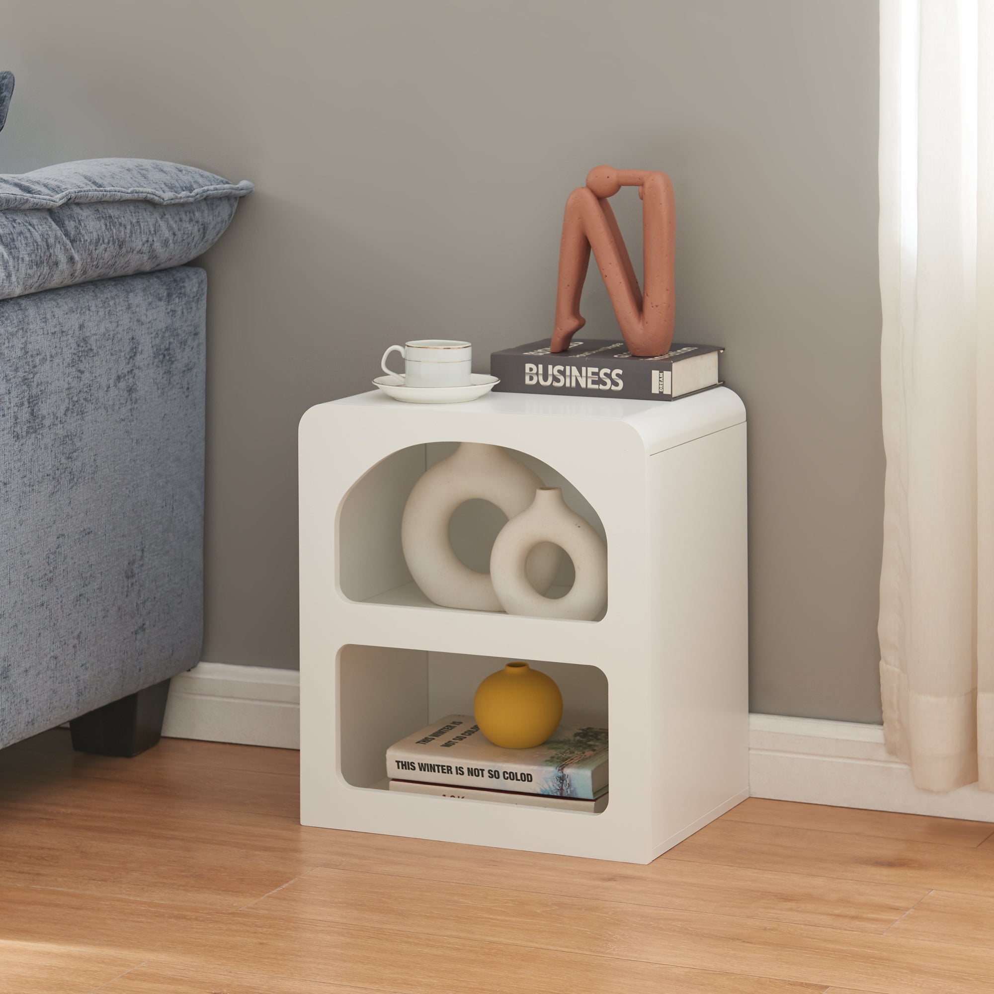 Comodino Stretto E Alto EUGAD - Con Cassetto E 2 Scomparti Aperti, Design Salvaspazio, Bianco, 25x30x66 Cm