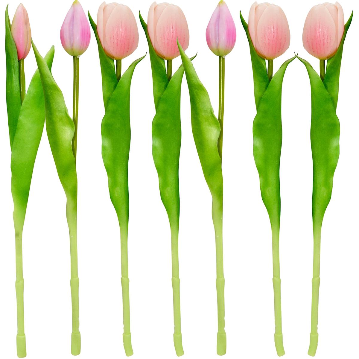 Sztuczny bukiet tulipanów różowych 31 cm - kwiaty dekoracyjne do wazonu 7 sztuk