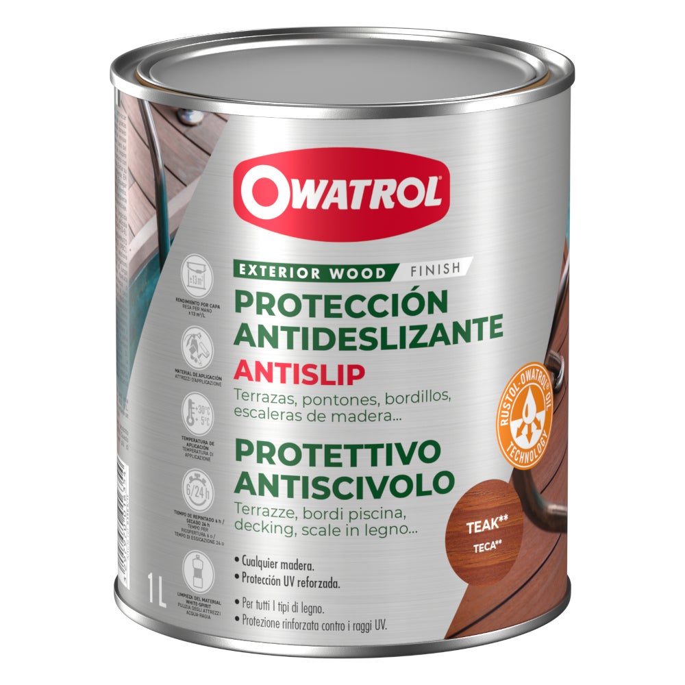 Farba antypoślizgowa do drewna zewnętrznego Owatrol ANTISLIP teck 1L