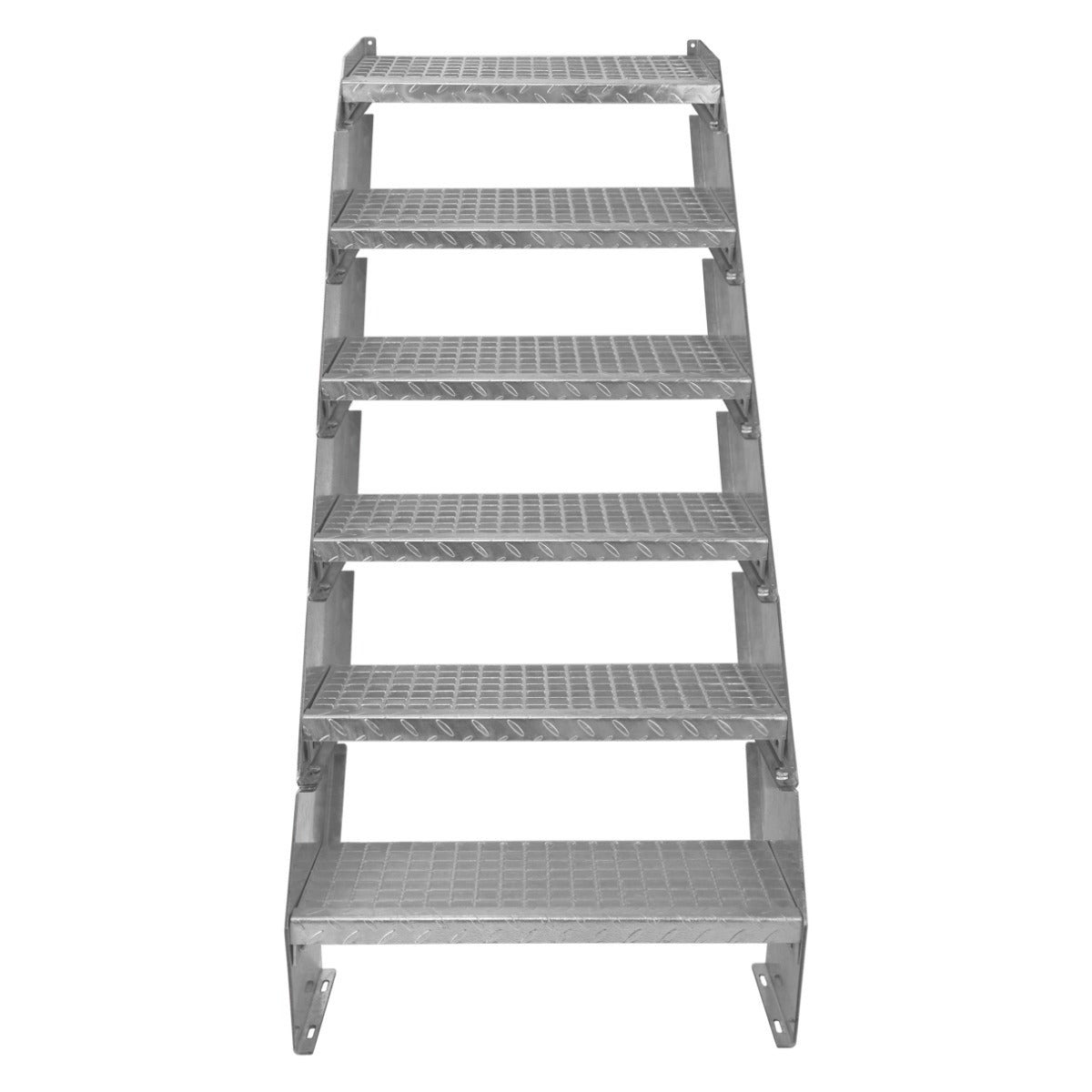 Scala in metallo a 6 elementi regolabile in altezza 60 cm / 600 mm di larghezza Acciaio zincato argento 6 gradini - 3