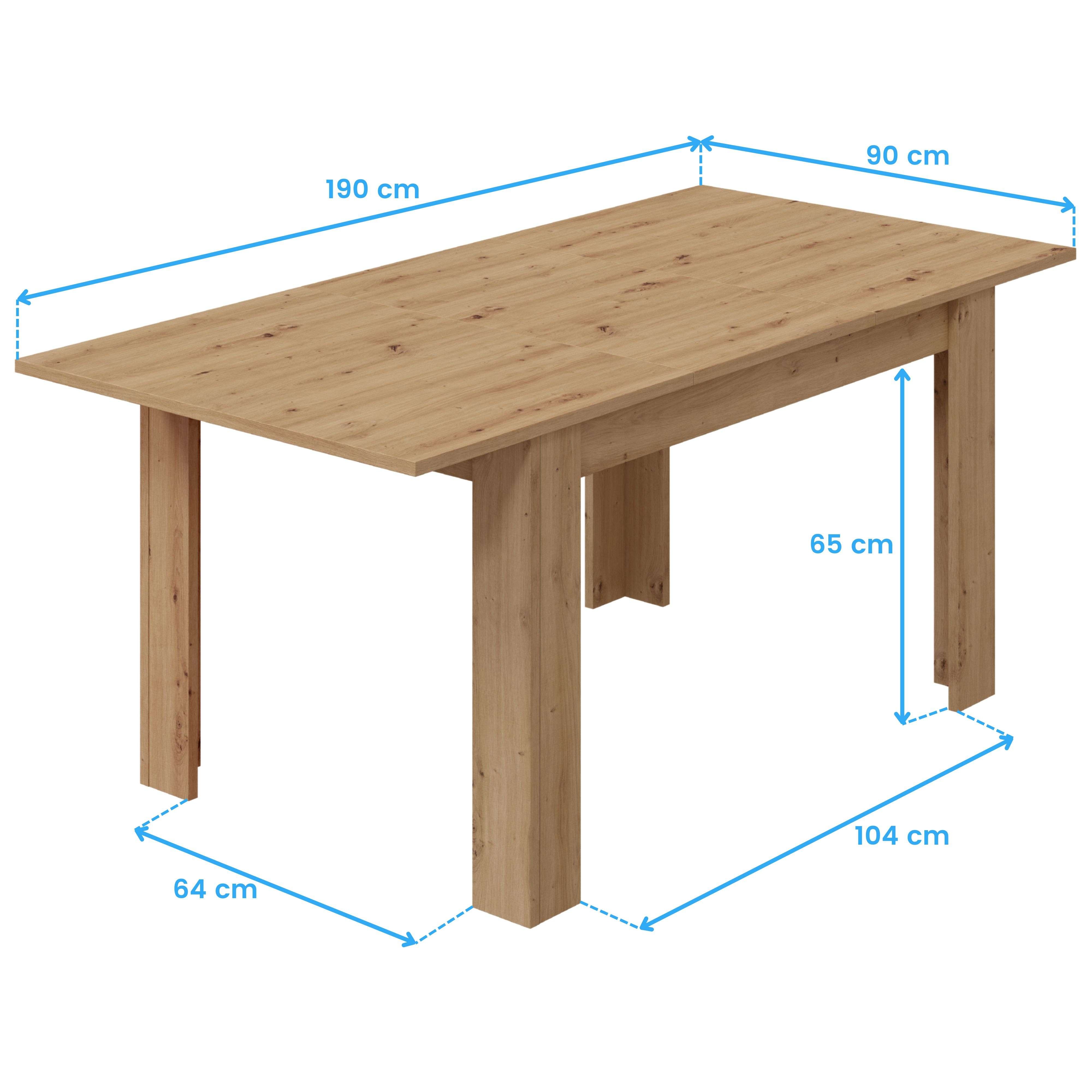 Mesa comedor extensible Kendra roble Nodi 140 - 190 x 90 x 78 cm - 6