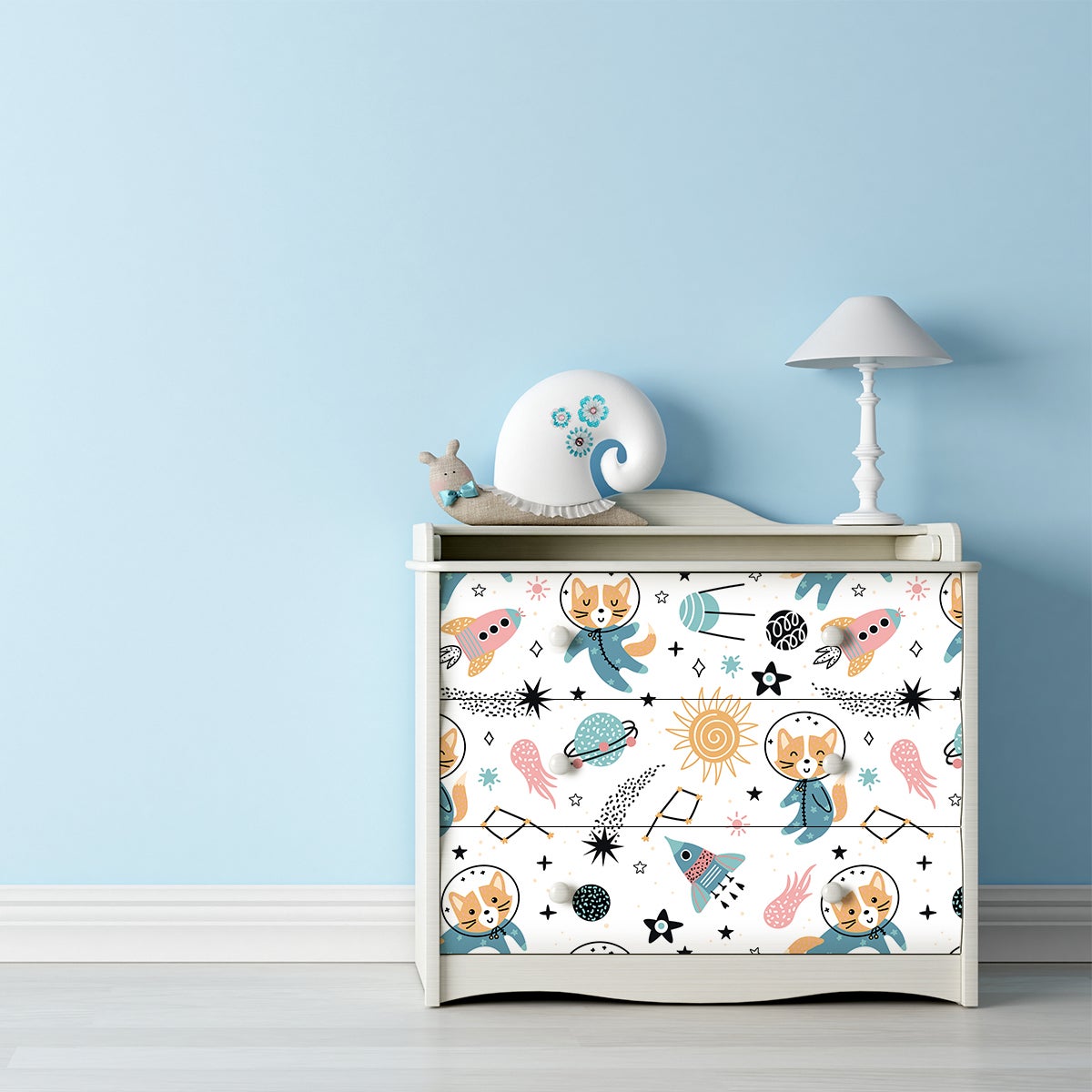 Pegatina muebles para niños animales en el espacio - adhesivo de pared - revestimiento sticker mural decorativo - 40x60cm - 5