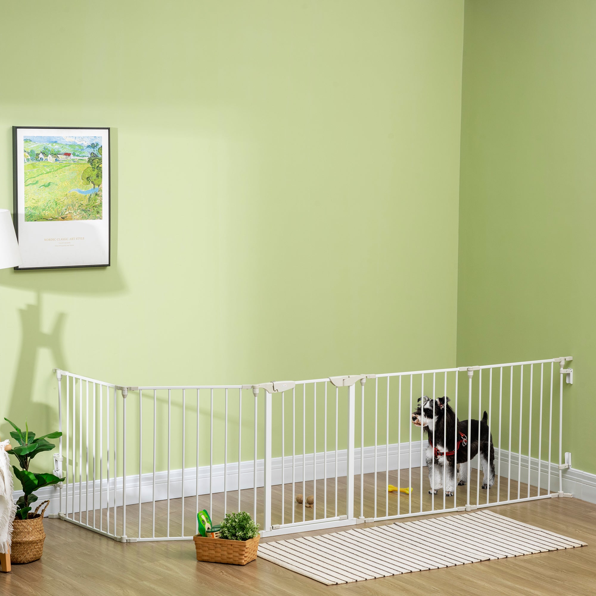 Barrera de Seguridad PawHut Metal, Plástico Blanco 300x74.5 cm - 8