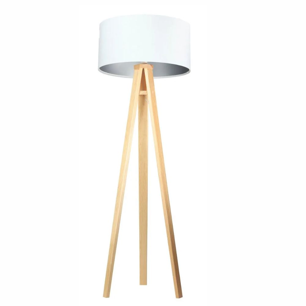 Lampa stojąca HOME 50 biała/srebrna/sosna