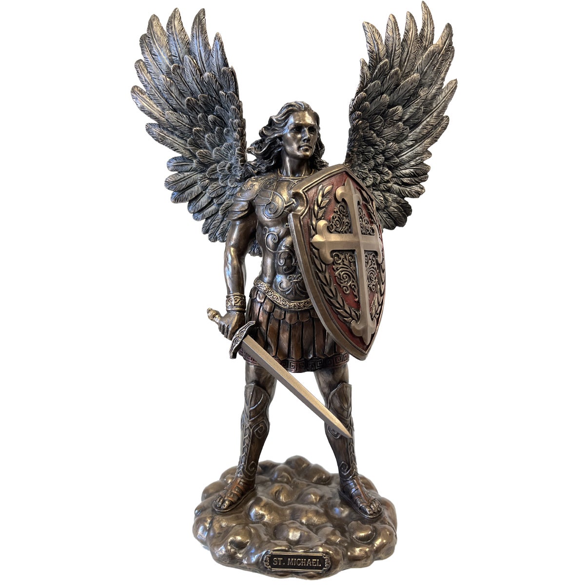 Statuette Saint Michel Neuve - Résine, Couleur Bronze - Marque SIGNES GRIMALT