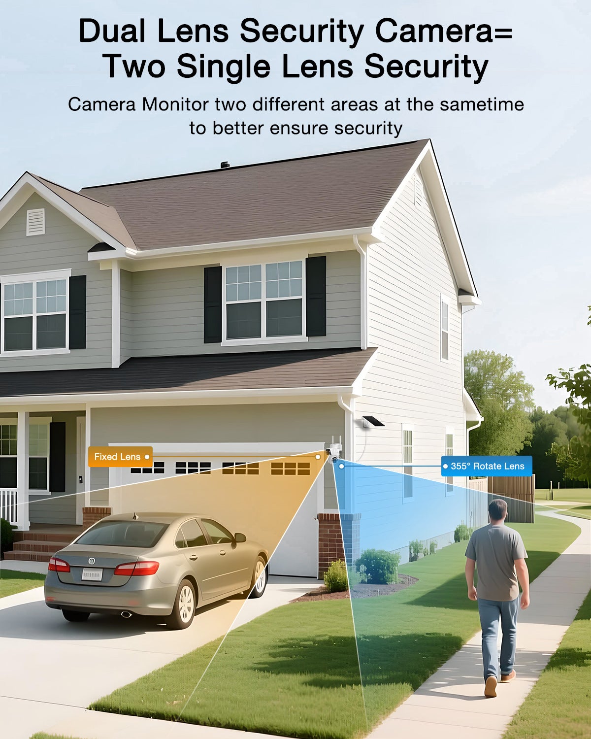 Caméra Surveillance 4K(2K+2K) WiFi Extérieure sans Fil Solaire , Double Objectif Double PIR, 360° Solaire Caméra, Vision Nocturne Couleur,ANRAN - 7