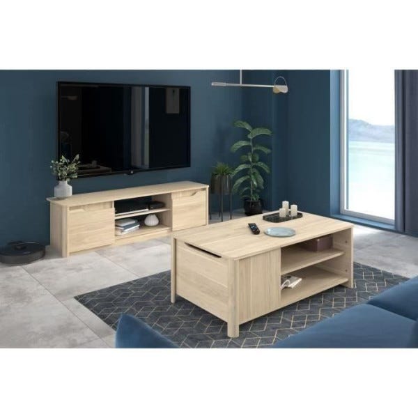 Ensemble Table basse avec coffre et Meuble Tv - BETTY - Panneau de ...