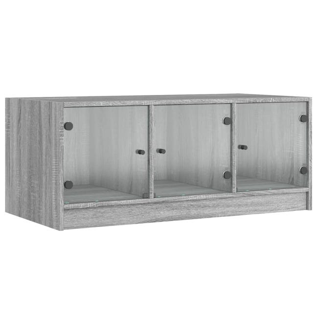 Table basse avec portes en verre gris Sonoma 102x50x42 cm - COMFORTXL ...