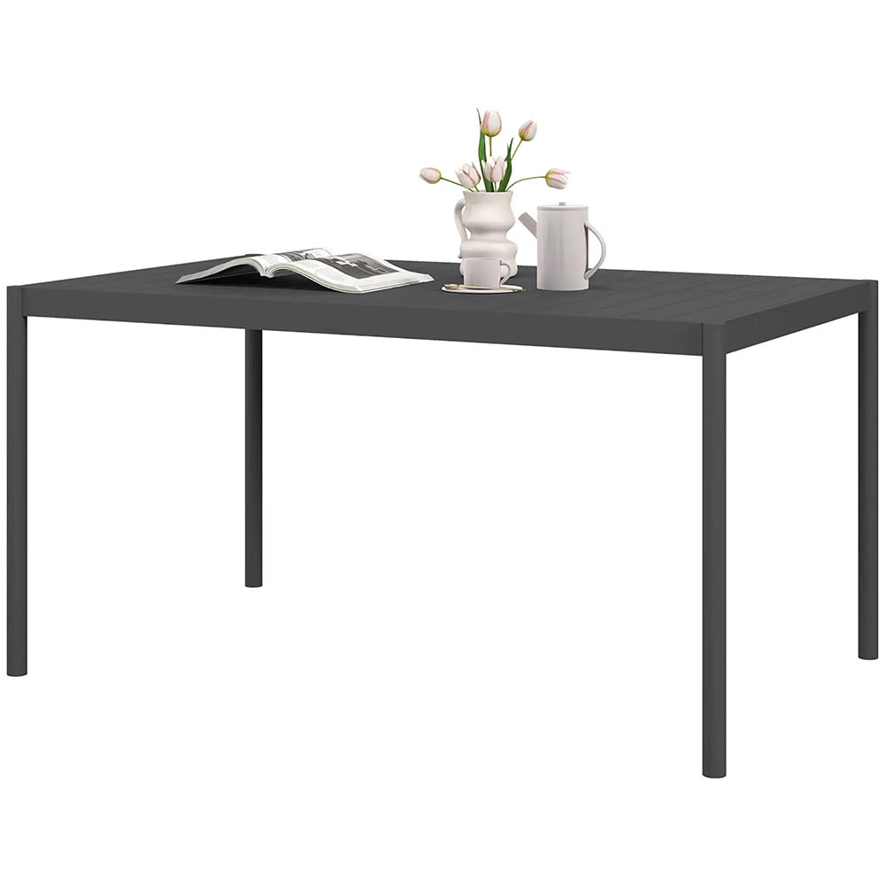 Stół ogrodowy, odporny na warunki atmosferyczne, aluminiowy, 145 x 90 x 74 cm, ciemnoszary
