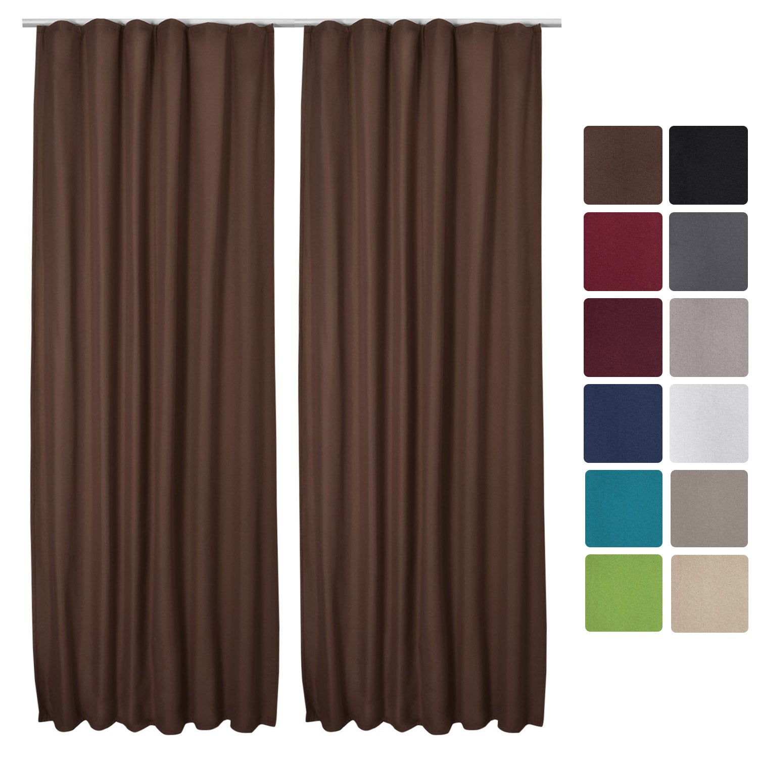Beautissu Lot de 2 Rideaux occultants à ruflette Amelie 140x245 cm Gris