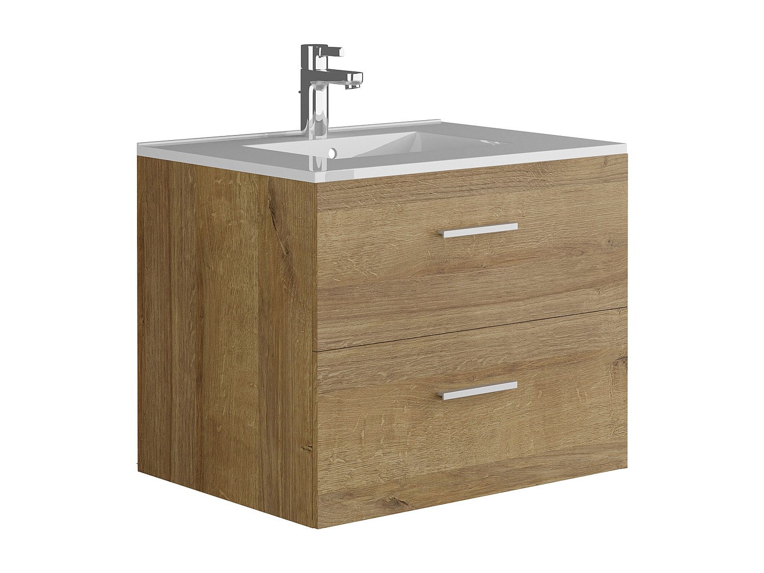Meuble de salle de bain suspendu avec simple vasque - Coloris naturel clair - 60 cm - KAYLA - 2