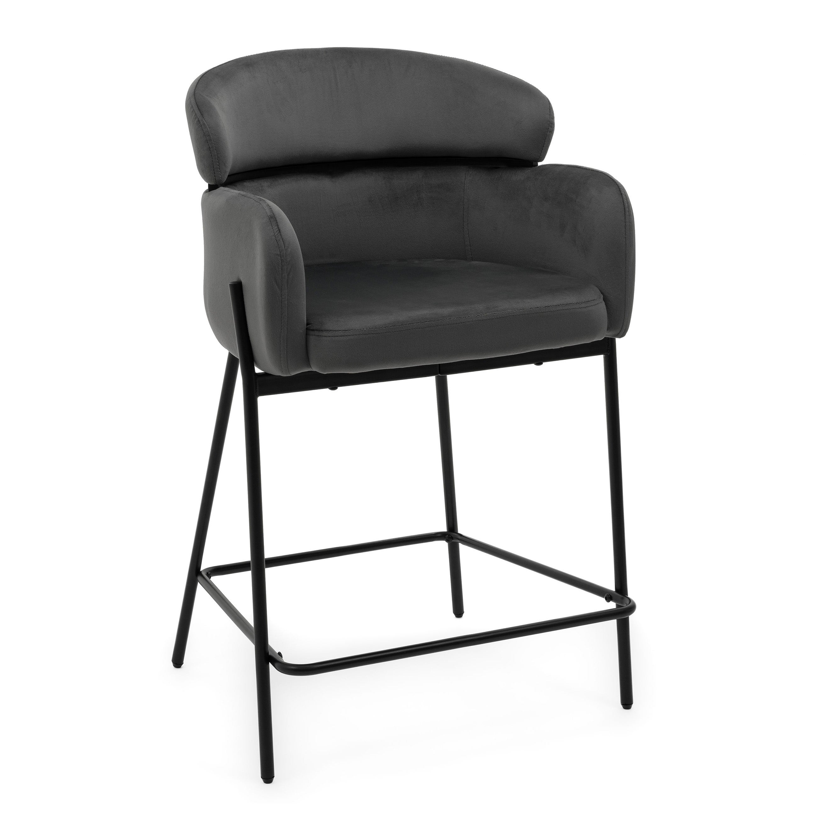 Hoker tapicerowany welurowy do salonu jadalni barowy BOLZANO szary