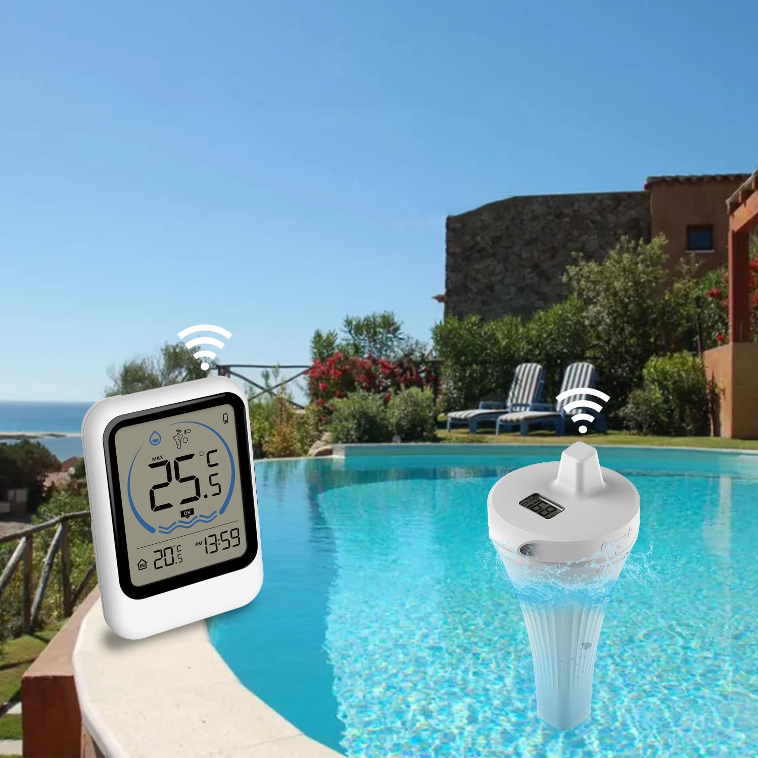 Thermomètre de piscine flottant sans fil avec affichage numérique pour piscines, thermomètre de piscine flottant sans fil - 5
