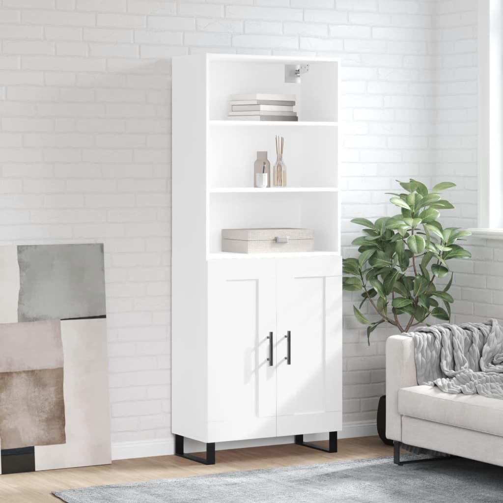 Buffet haut Blanc 69,5x34x180 Bois d'ingénierie - 2
