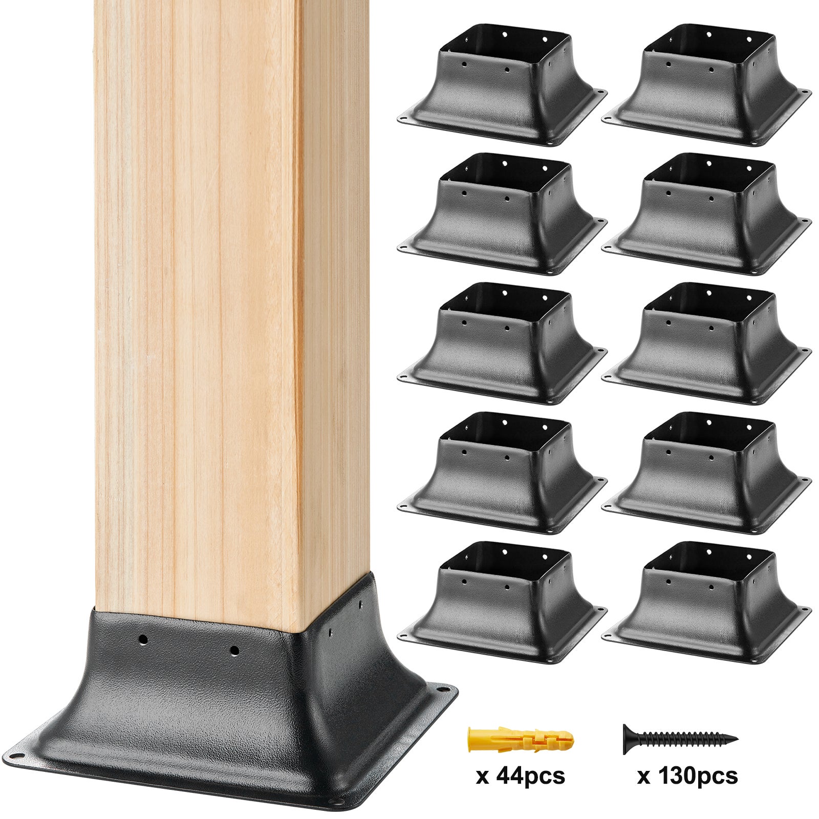 Zestaw 10 przykręcanych tulejek 153x153x62mm wspornik słupka słupek ze stali węglowej podstawa słupka buta podstawa słupka szlifowana tuleja wsp VEVOR