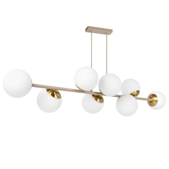 Lampa sufitowa wisząca Bali 8x LED E27 szklane kule żyrandol 120cm loft beżowa kaszmir MasterLED