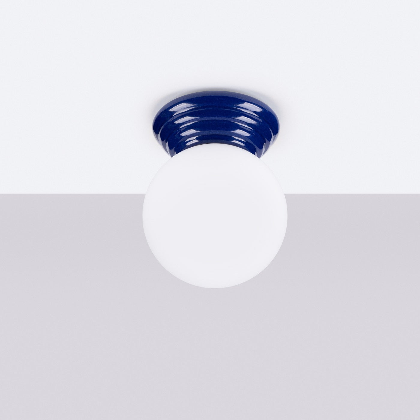 Lampa sufitowa ceramiczna szkliwiona ZORI ultramaryna 1xG9x8W ceramika / gips wym:12x12x16cm IP44 Sollux Lighting - 3