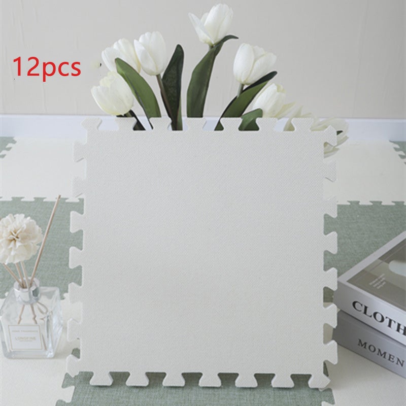 Alfombra de juego de lino de 12 uds., estera de escalada suave para interiores, insonorizada, lavable, 30*30cm, blanco